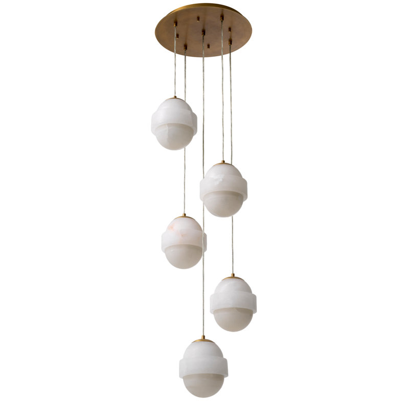 Chandelier Icarus Antique Brass Finish Alabaster