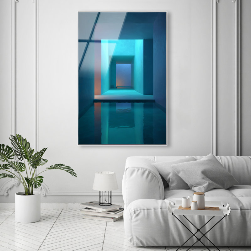 Cerulean Corridor I Print, 31"H x 21"W, White Floater Frame