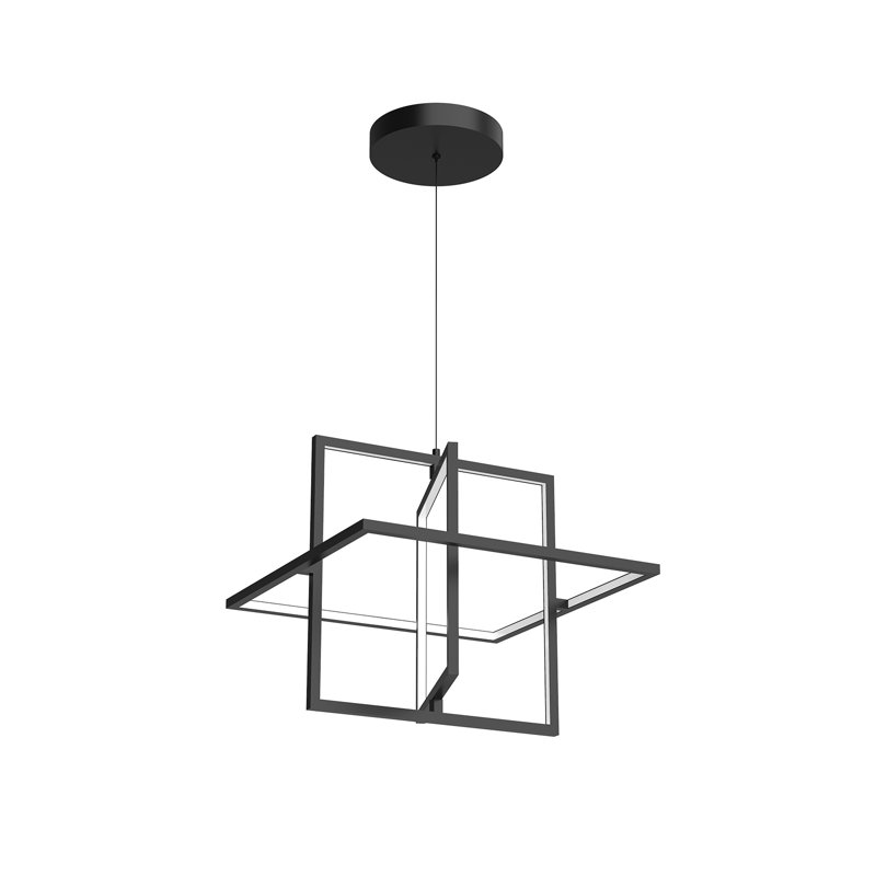 Mondrian 3 - Light LED Unique/Statement Pendant, 17" H x 19.375" W x 19.375" D, Black