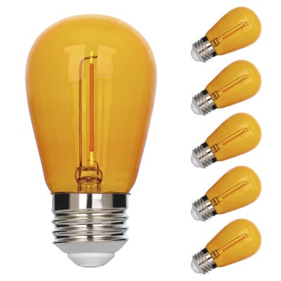 2 Watt (40 Watt Equivalent) Yellow S14 Omni Filament LED Light Bulb Medium (E26) Base, 6-Pack