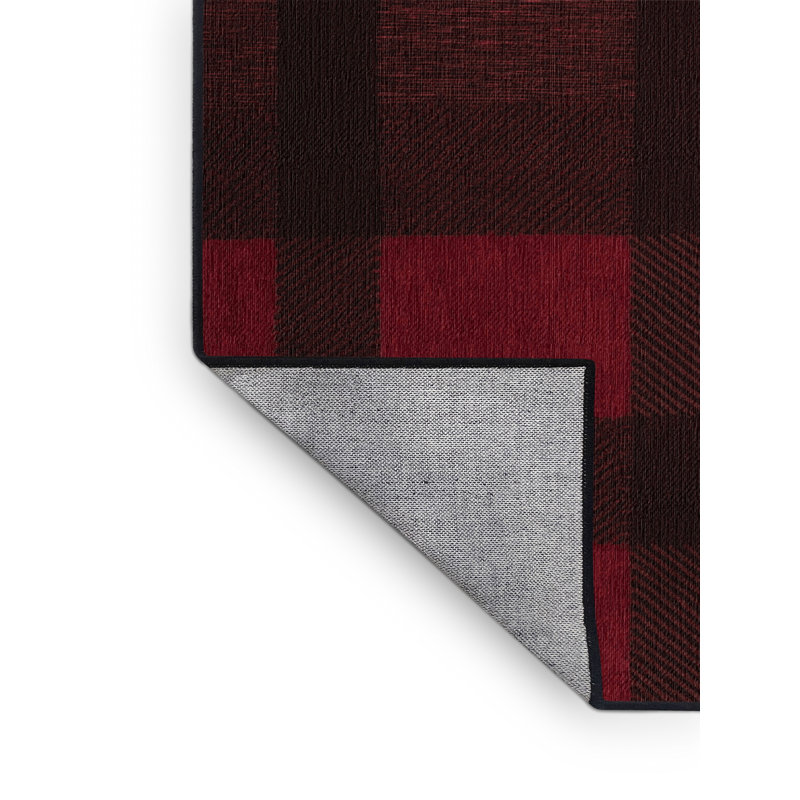 Machine Washable Checkered Black Area Rug, Round 7'