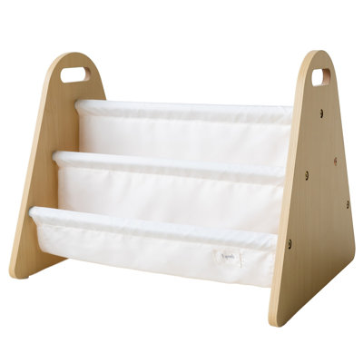 3 Sprouts Toddlers Double-Sided Portable Bookshelf Rack For Bedroom And Playroom, Cream