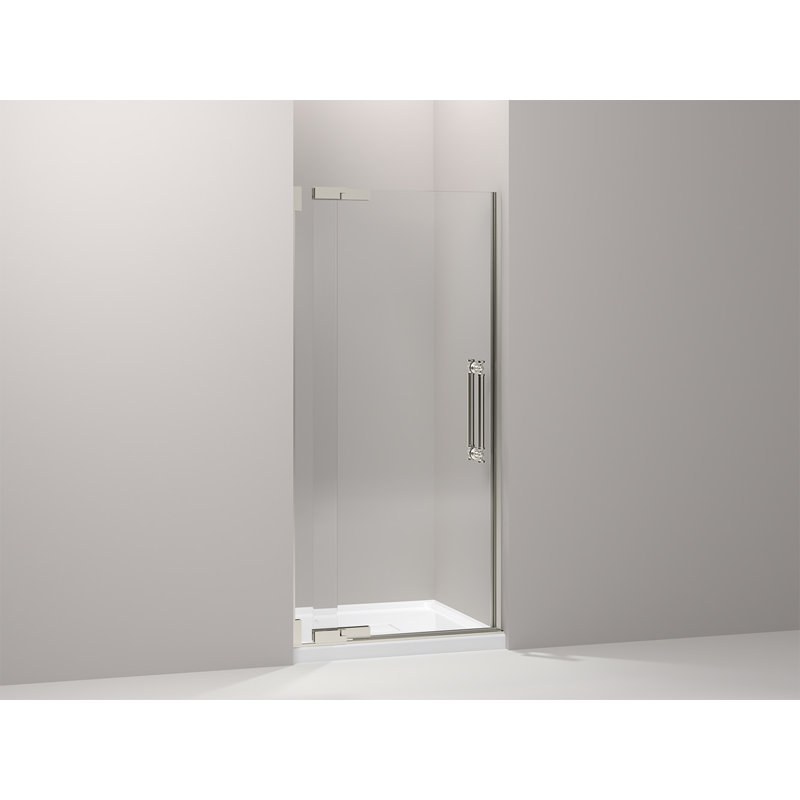 Pinstripe 35.75" x 72.25" Pivot Shower Door, Brushed Nickel