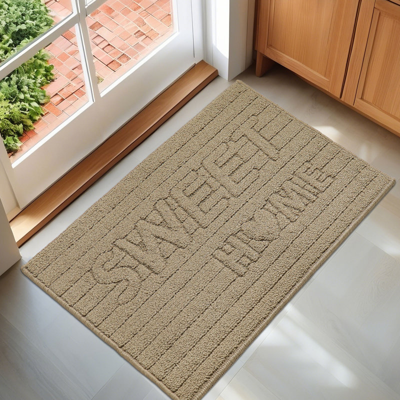 Machine-washable Non-slip Indoor Door Mat, Beige, 24'' W x 36'' L