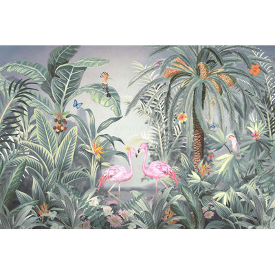 Murale de papier peint de paradis tropical vibrant
