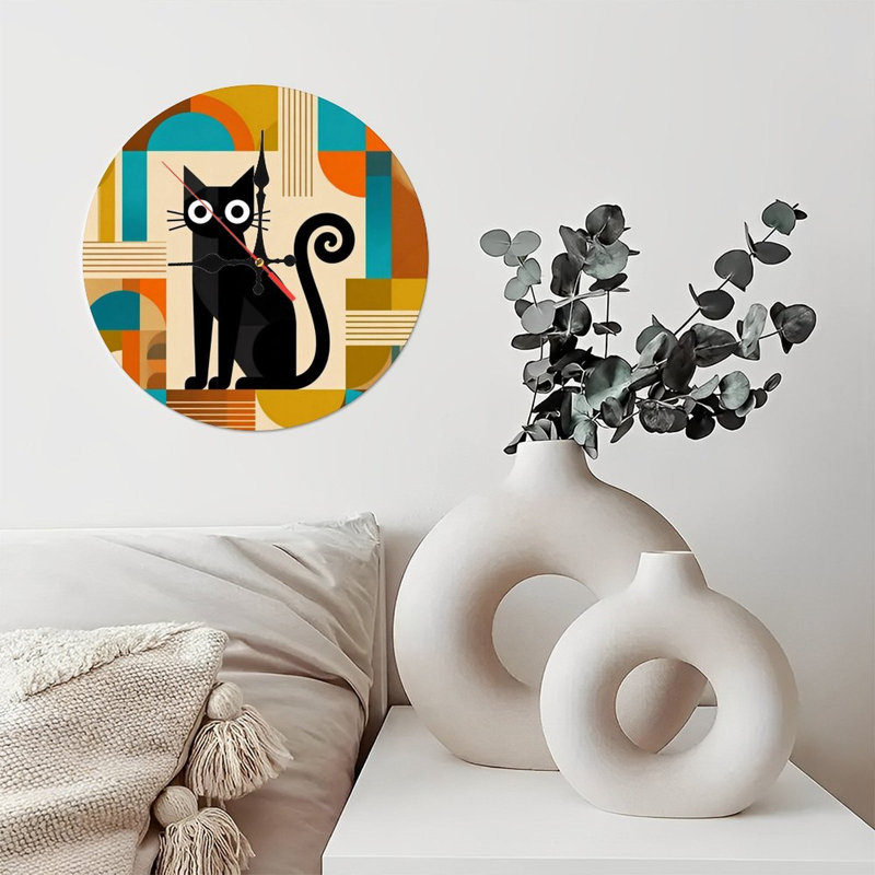 Horloge murale ronde en bois 10 po, mouvement à quartz silencieux, imprimé UV, à piles, Brun