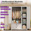 Armoire-penderie Chiara de 70 po de style ferme, 3 portes, 2 tiroirs et tringle, blanc vieilli-1129906012