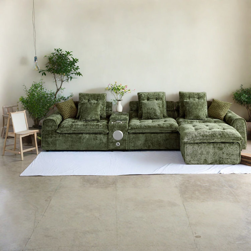 Canapé d'angle profond, 143 pouces, boucle verte, canapé familial moderne, Vert