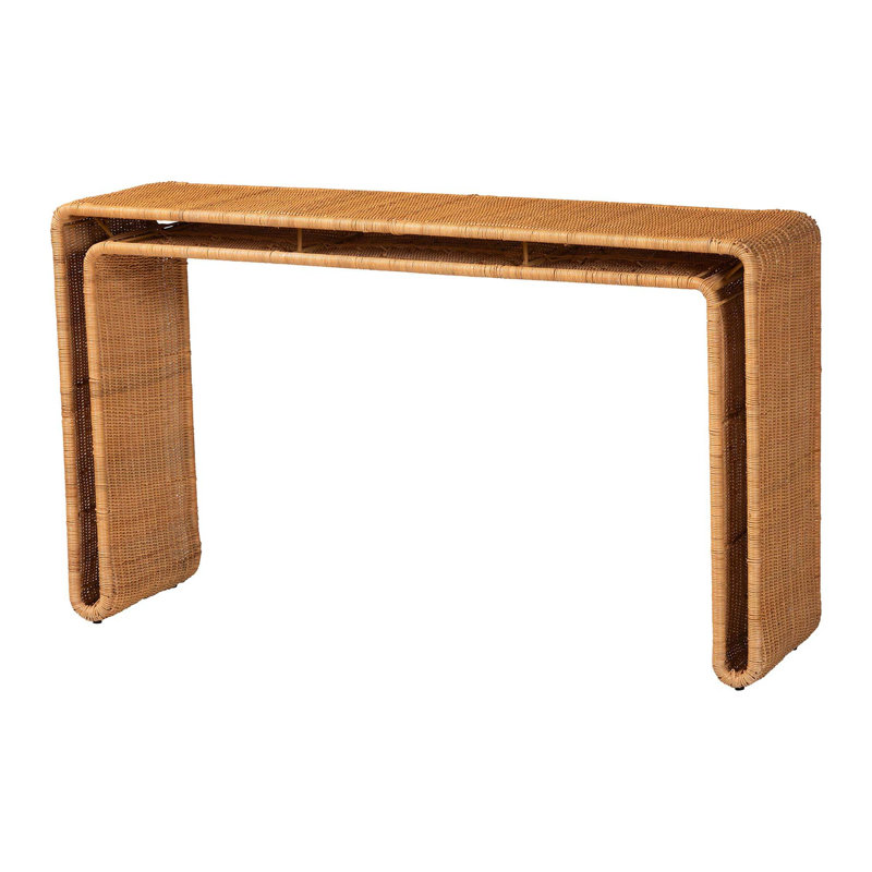 Handcrafted Bohemian Rattan Console Table