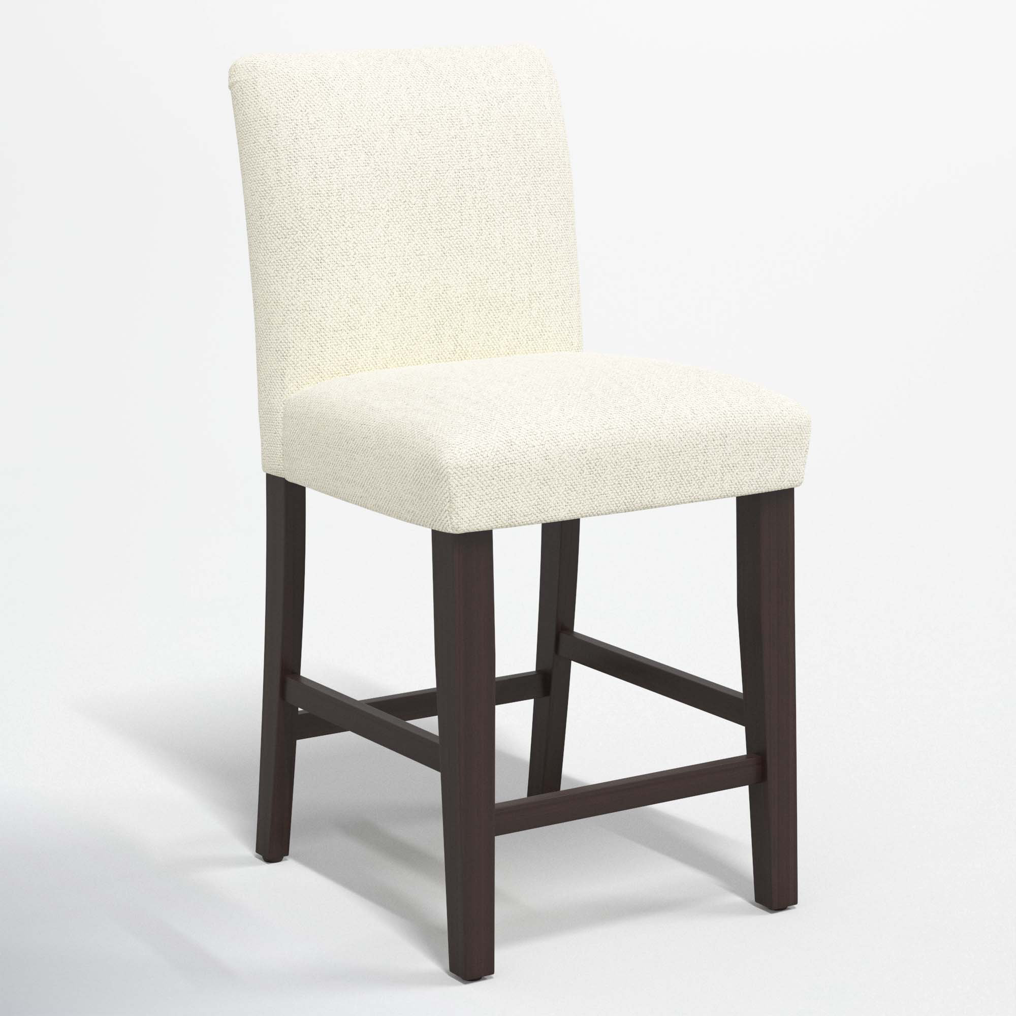 Hadrien Upholstered Stool, Black Wood, Counter Stool (26" Seat Height), Milsap Canvas Sustain® Tweed