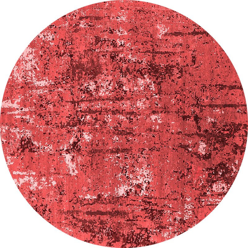Tapis rouge Mid-Century moderne 2521, Rond 3 pi