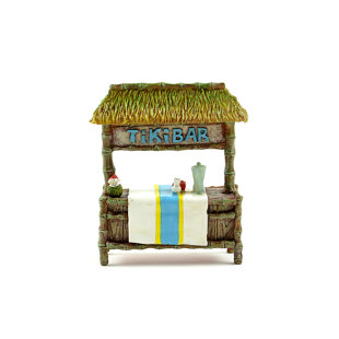 Beach Grass Tiki Hut Birdhouse Happy Hour Bar Wood Fairy Yard