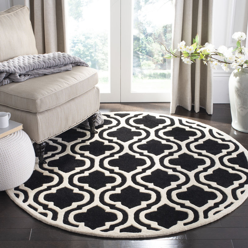 Carolene Hand Tufted Wool Geometric Rug, Round 5'