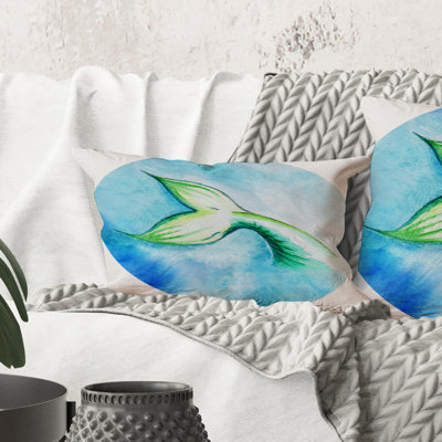 Rectangle,Mermaid Fish Tail - Nautical & Coastal Printed Throw Pillow