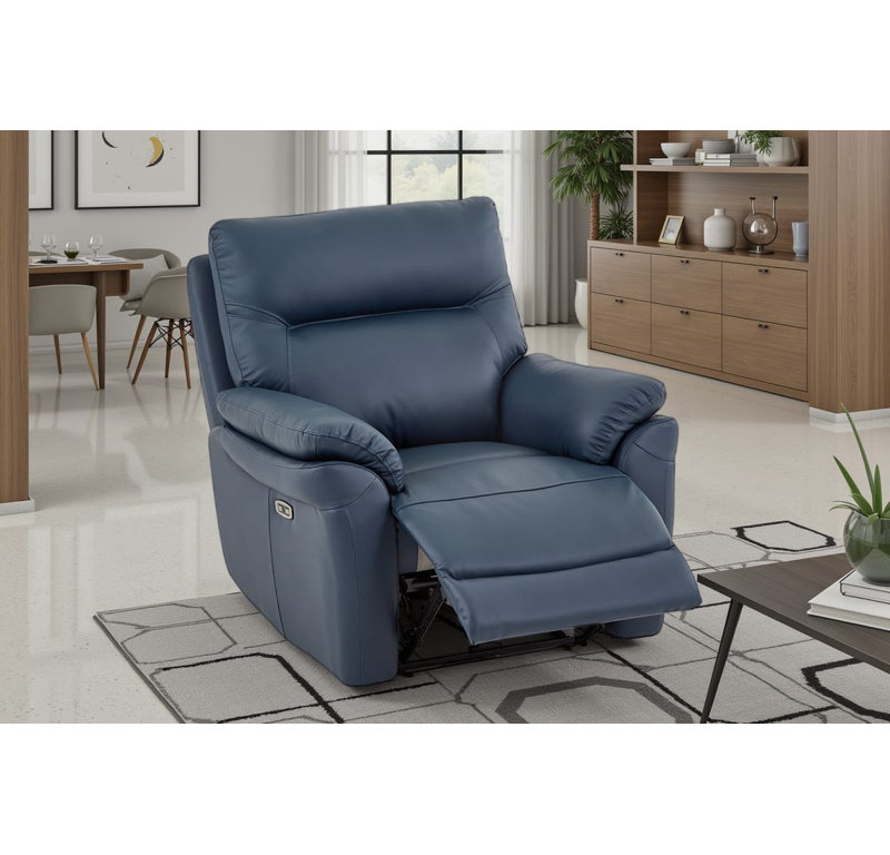 Tationa 99cm Wide Leather Match Standard Recliner, Leather Match - Blue