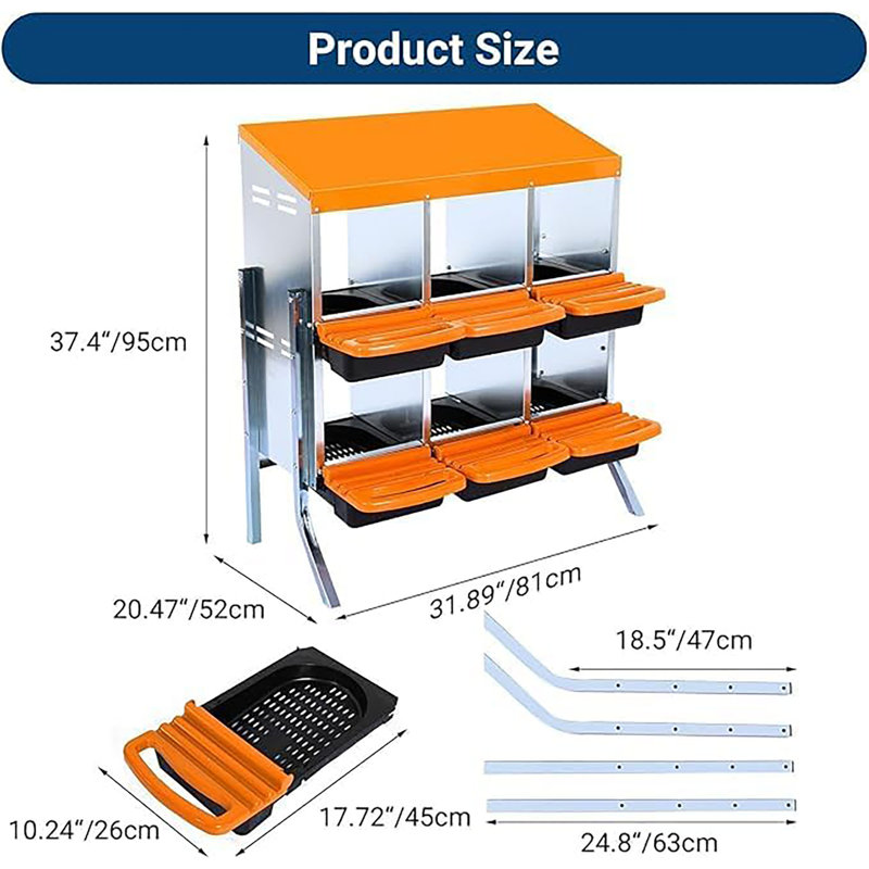 Poulailler, boîte de ponte, équipement de poulailler ventilé en poulailler en métal, H 37,4 po x l 31,89 po x P 20,47 po