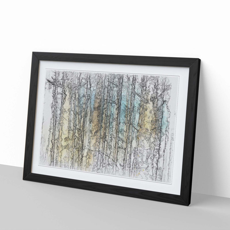 Sunlight upon the Trees in Abstract - Picture Frame Painting Print, Black Framed, 27cm H x 36cm W x 2cm D