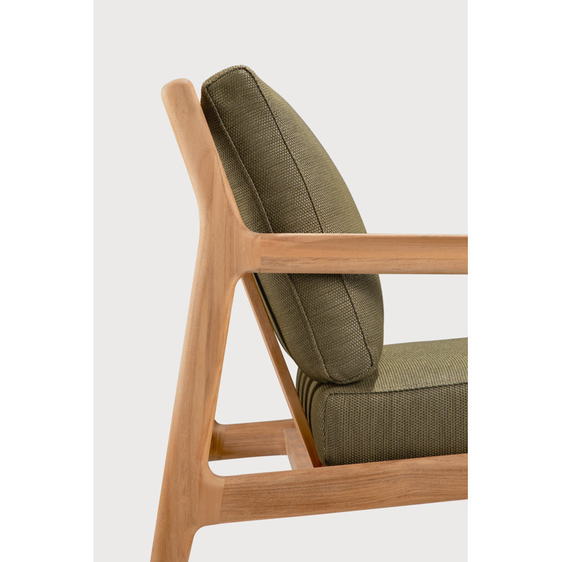 Jack outdoor lounge chair - teak - Burgundy fabric, Teak, Green