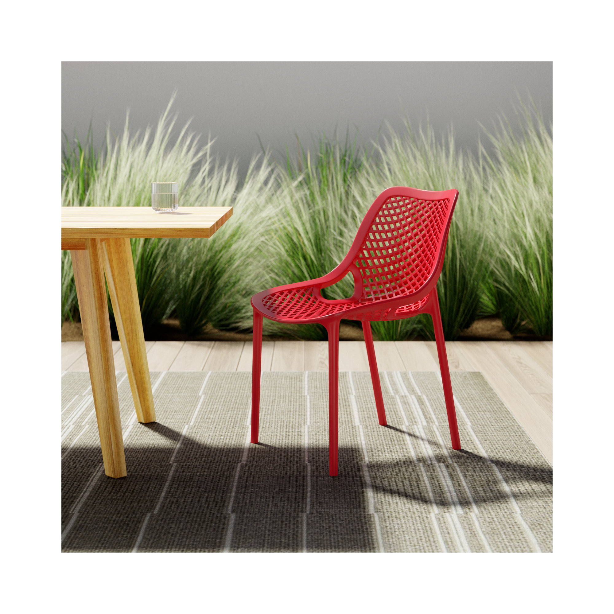 Farrah Outdoor Stacking Dining Side Chair, Red