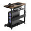 Support d'ordinateur avec support de gestion des câbles, support pour unité centrale de traitement à roulettes réglable (22,83 à 34,1 pouces) pour dessous de bureau, support pour ordinateur portable à 2 niveaux pour bureau et maison, noyer