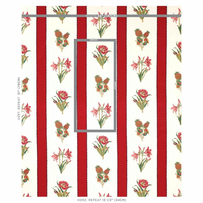 Servilia Stripe Fabric, Red