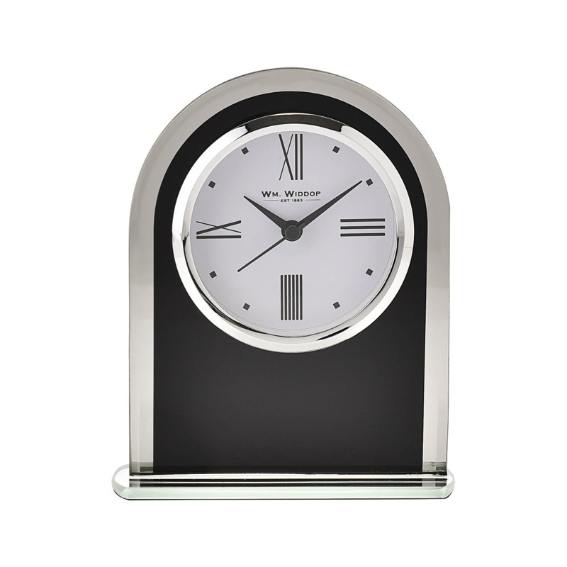 Roman Numeral Metal Quartz Movement / Crystal Tabletop Clock in Black