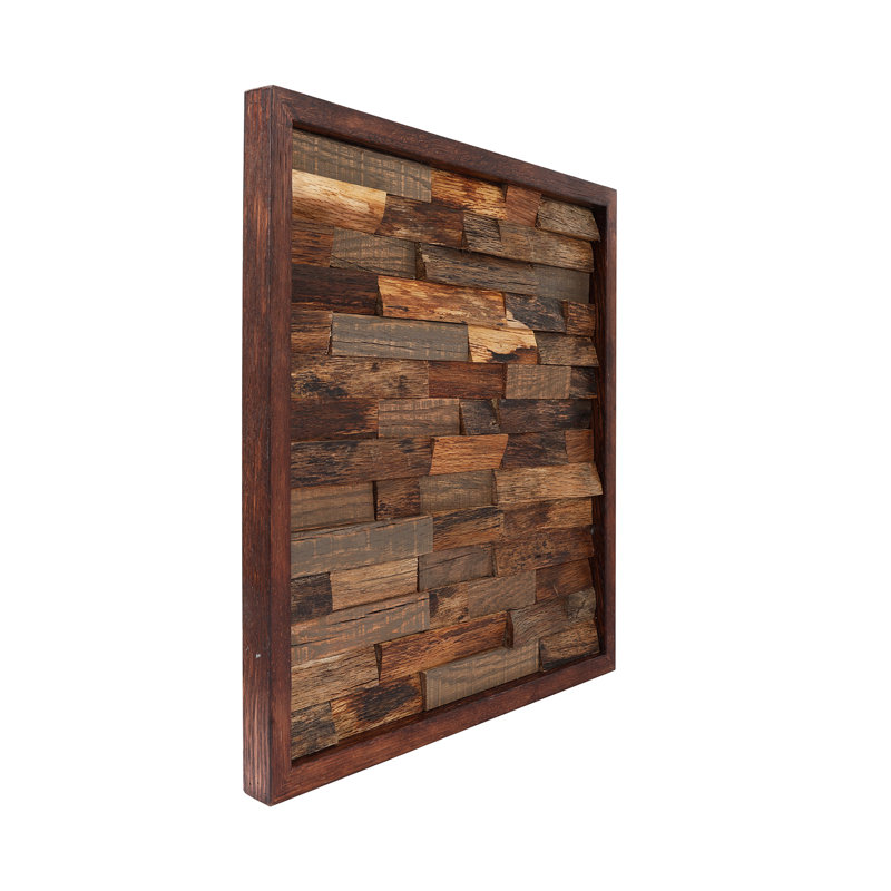 Rustic Brick and Wood Abstract Wall Art, 18" x 18"