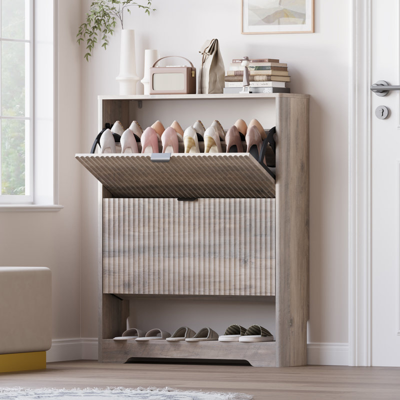 Armoire à chaussures 2 portes Wavy, Gris