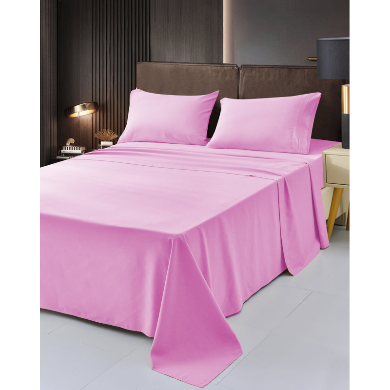 Ensemble de draps 1800 en rayonne de bambou, Grand, Rose