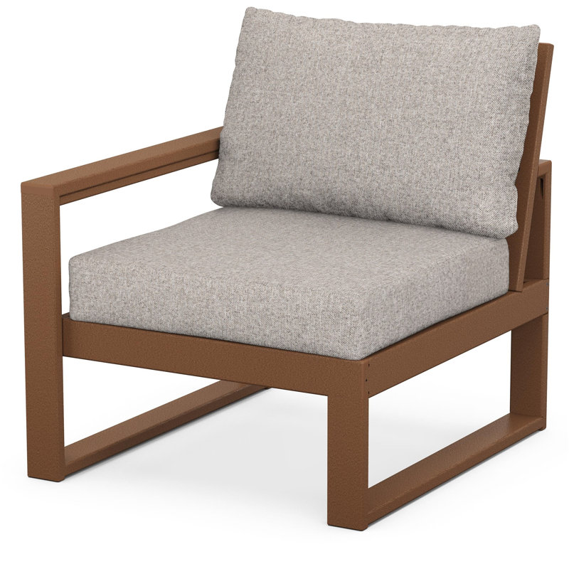 POLYWOOD Outdoor Lounge Chair, Weathered Tweed, Teak