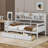 Bookcase Wood Daybed with Bedside Shelf and Two Drawers-94392545-94392542