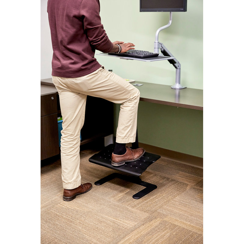 Black Adjustable Height Aluminum and Steel Footrest