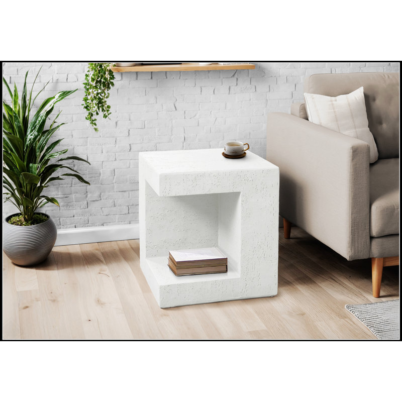 Table d'appoint polyvalente haute blanche de 25 pouces pour une utilisation intérieure et extérieure, comme table de chevet ou table de bout