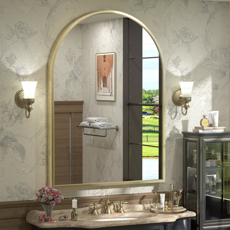 Miroir mural Amara, 44 po x 32 po, Or brossé