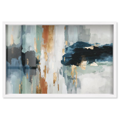 Gold Meets Indigo I Green Art Shadowbox Print by Art Remedy