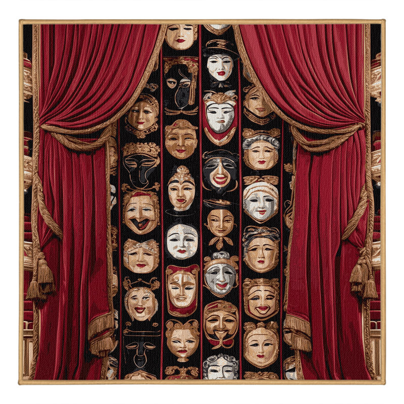 Washable Opera and Theatre Themes Music Area Rug, Square 8'