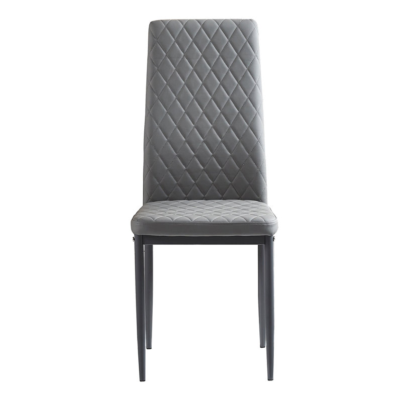 Chaise d'appoint en cuir, Gris clair, Noir