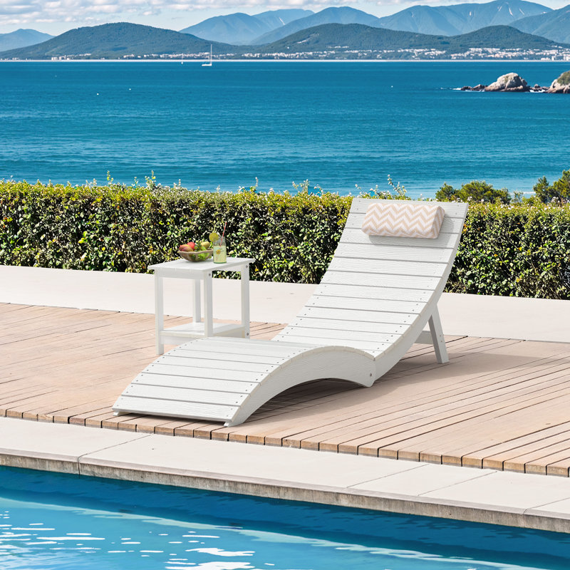 Ultra-Portable Foldable Patio Chaise Lounge, White