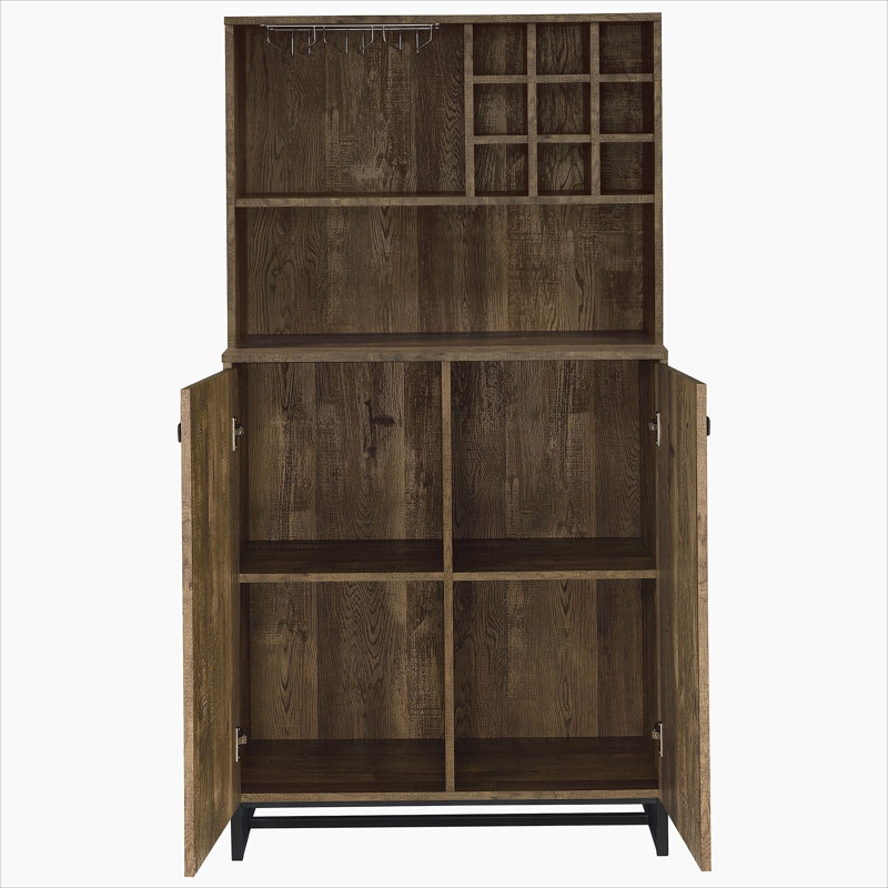 Rustic Oak 2-doors Wine Cabinet