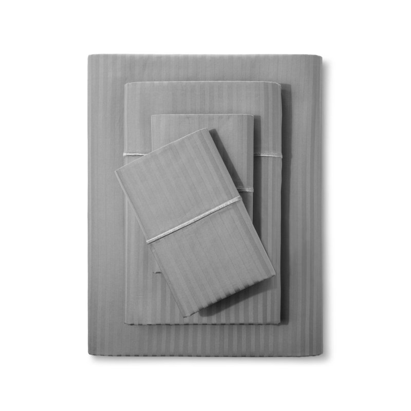 California King Gray Cotton Sateen Deep Pocket Sheet Set