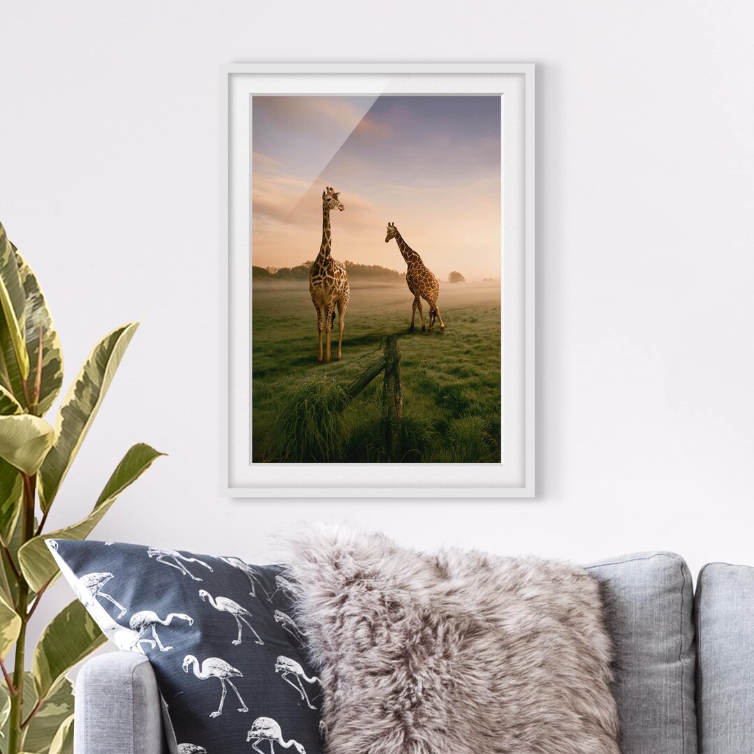 Gerahmtes Poster Surreal Giraffes