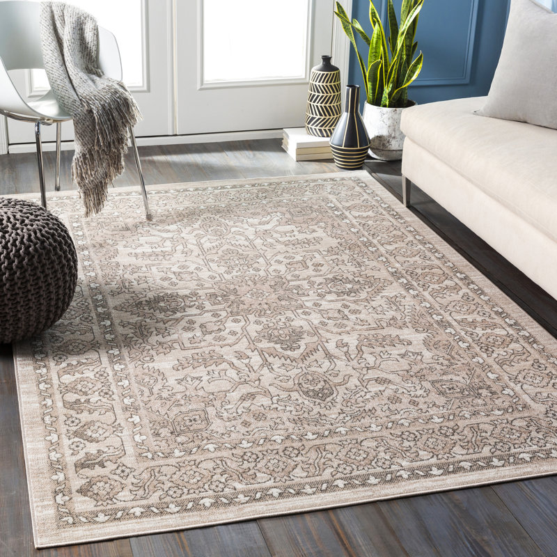 Tapis oriental brun clair / gris Jambi, Rectangle 5 pi 3 po x 7 pi 7 po