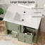 Meuble-lavabo simple 36 po avec lavabo en céramique intégré, tiroir, armoire, tablette ouverte et pieds en bois massif-874921730