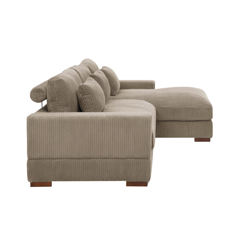 Modern Corduroy Sectional Sofa with Chaise | Wayfair