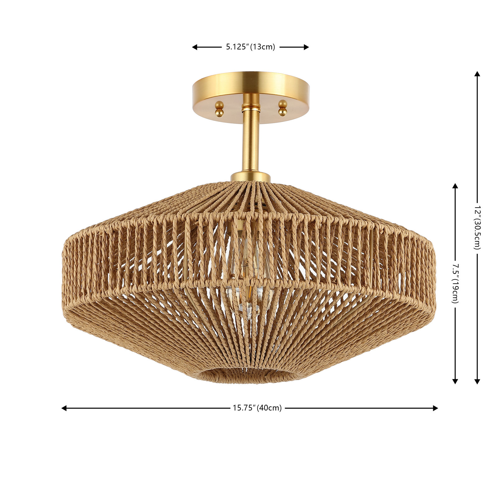 Loran Single Light Rattan Semi Flush Mount
