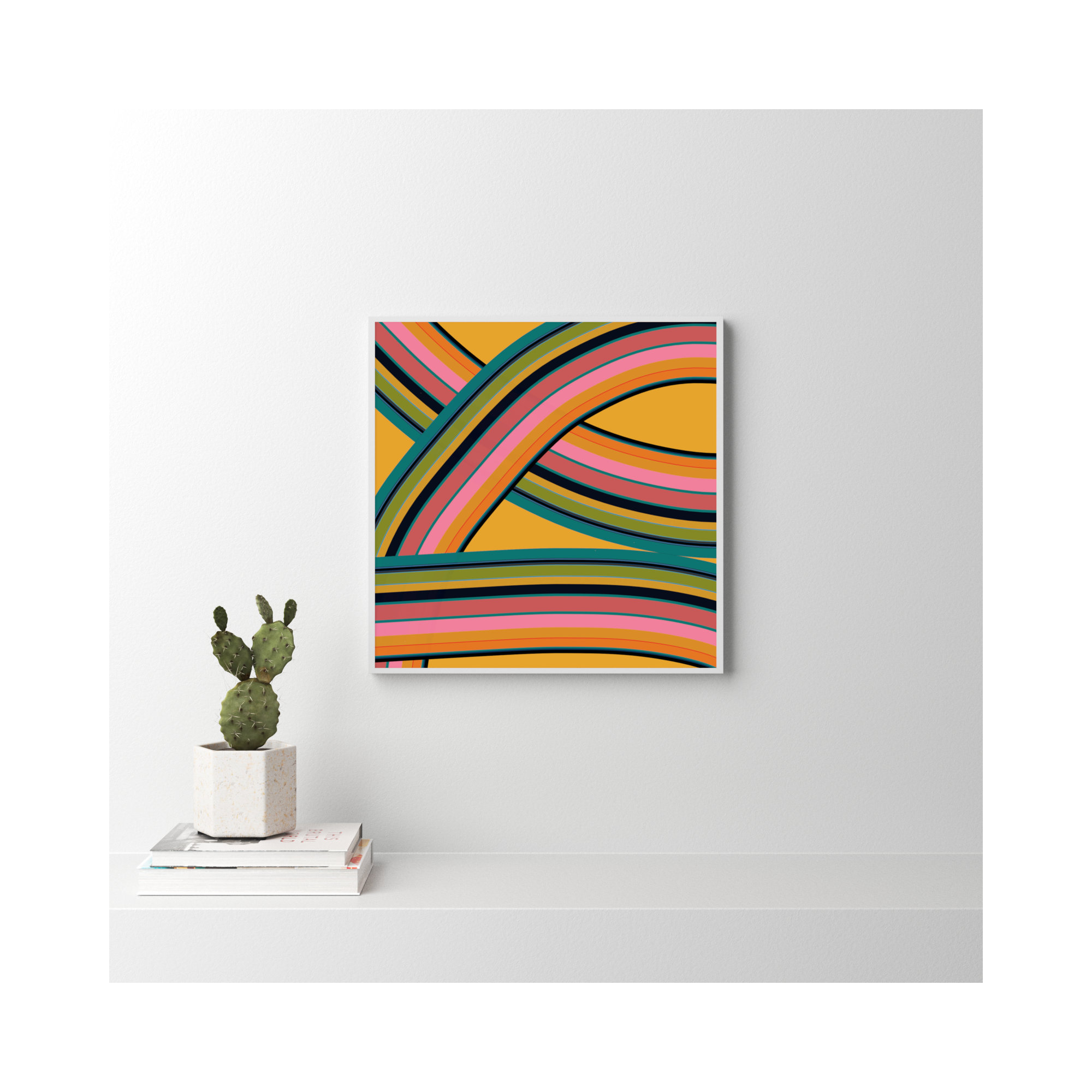 Twist Series I Fiesta Twist by Jacques Pilon - Picture Frame Graphic Art, 24" H x 24" W x 1.25" D, White