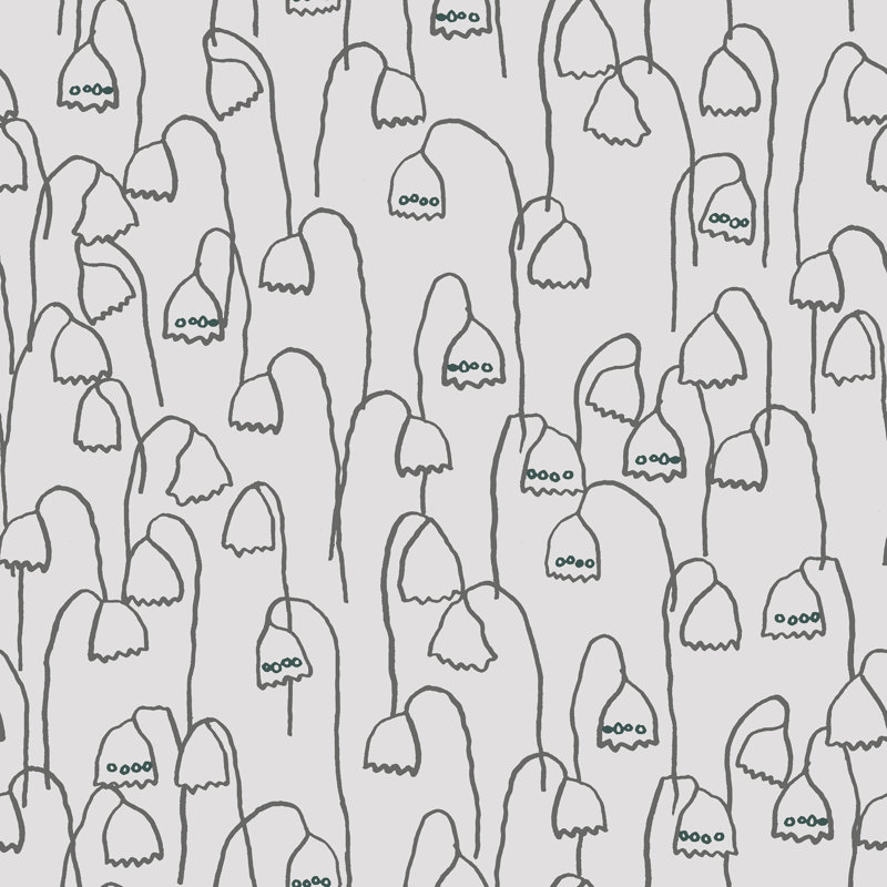 Floral Wallpaper by Susan Hable, Black/Cream
