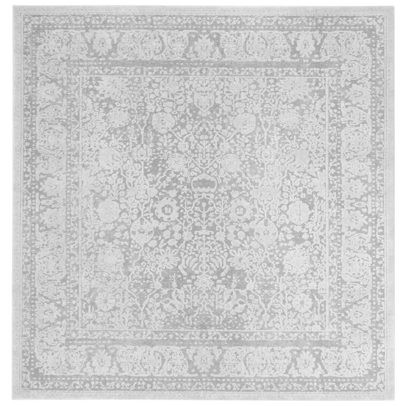 Calidia Power Loom Light Gray/Cream Rug, Square 6'7"