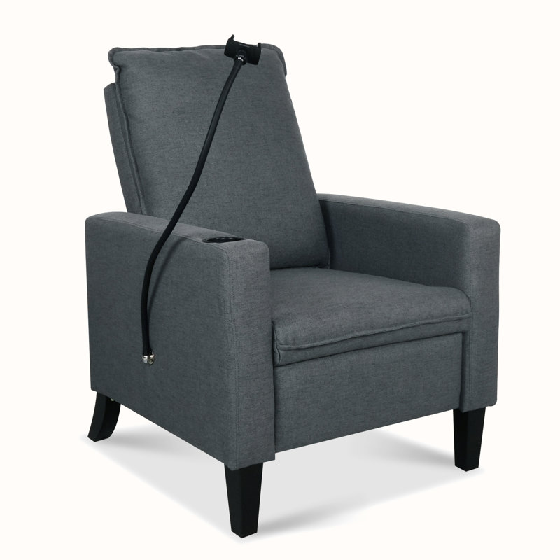 Yiran Upholstered Fabric Recliner, Gray Fabric