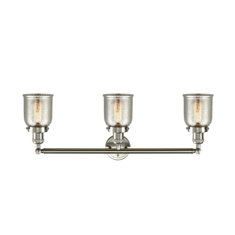 Aponte 3 - Light Dimmable Vanity Light, 60 Watt Vintage Incandescent Bulb, Silver Mercury, Brushed Satin Nickel